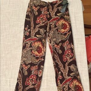Ralph Lauren Brown Floral Wide Leg Pants